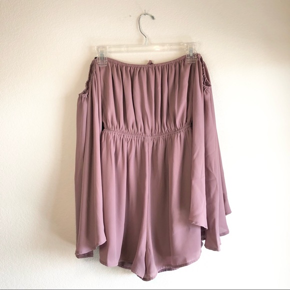 Lulus Mauve Cold Shoulder Romper, S - Picture 6 of 9